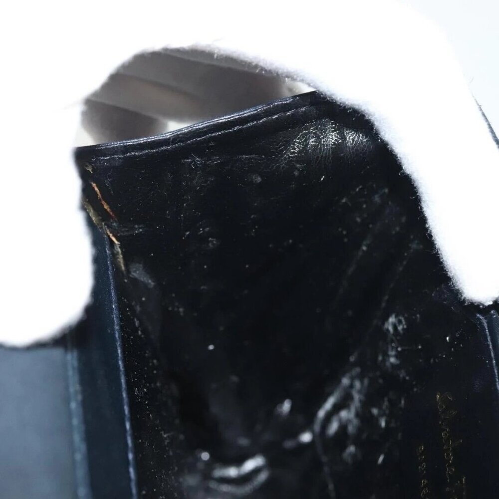 Salvatore Ferragamo Gancini Shoulder Bag Leather Suede Navy Gold Auth - Picture 13 of 16